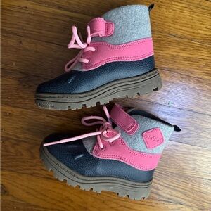Carter's Pink and Black Toddler Girl Boots Size 7 - New!